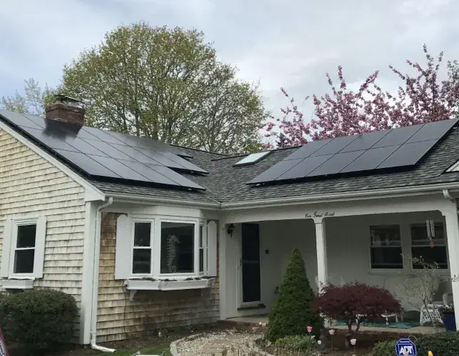 C and L Solar rooftop 9.7kW all black panel installation on Cape Cod